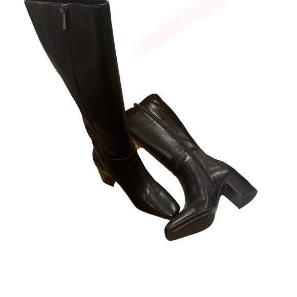 Anne Klein Heel Knee Boot Heeled Dress Boots Leather Black Size 9 NWOT - Picture 6 of 11